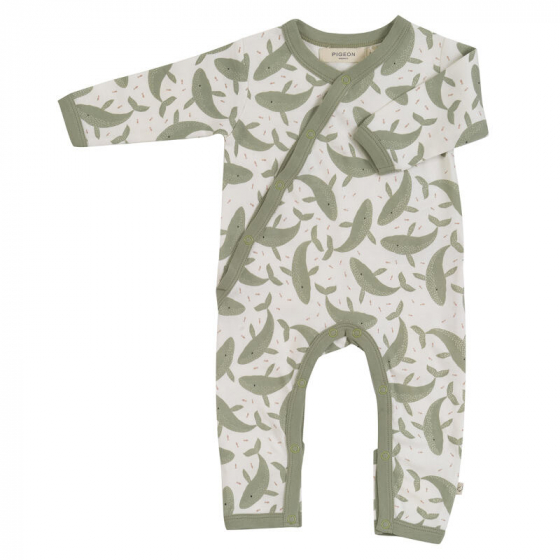 Pyjama bébé sans pieds - baleines vert