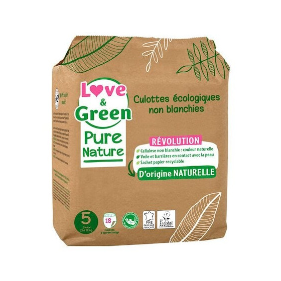 Pure Nature Culotte Hypoallergéniques et Écologiques Non Blanchies T5 - 18 pc Pure Nature Culotte Hypoallergéniques et Écologiques Non Blanchies T5 - 18 pc