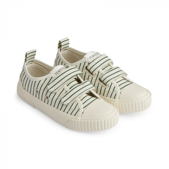 Baskets à scratch en toile Kim - Stripe Garden green & Creme de la creme