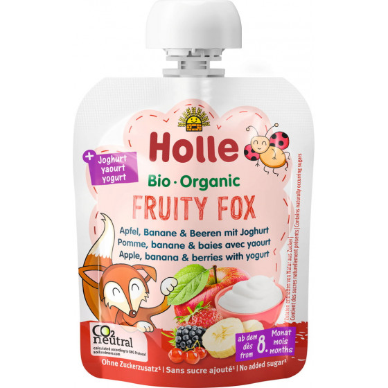 Fruity Fox - Gourde Pomme, banane & baies avec yaourt - 85g - Holle