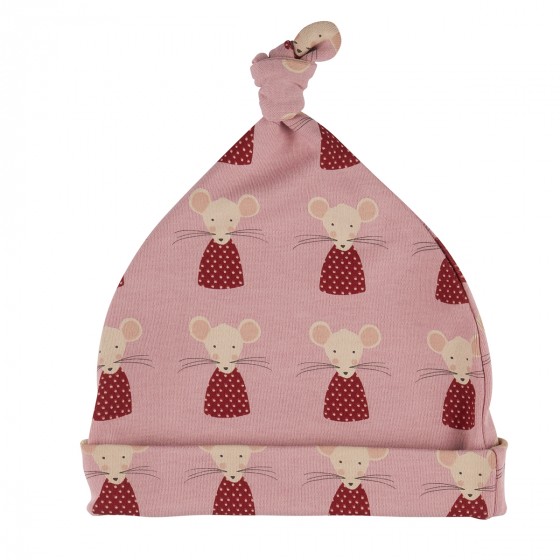 Bonnet noué en coton bio - Mouse Red Dress - Pigeon Bonnet noué en coton bio - Mouse Red Dress - Pigeon