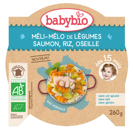Assiette Légumes Saumon Riz 260g - BABYBIO