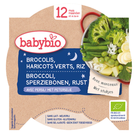 Brocoli, haricots verts, riz et persil - dès 12 mois - 230 g