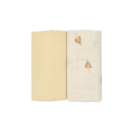 Set de 2 langes en mousseline M - 60x60 cm - Curry