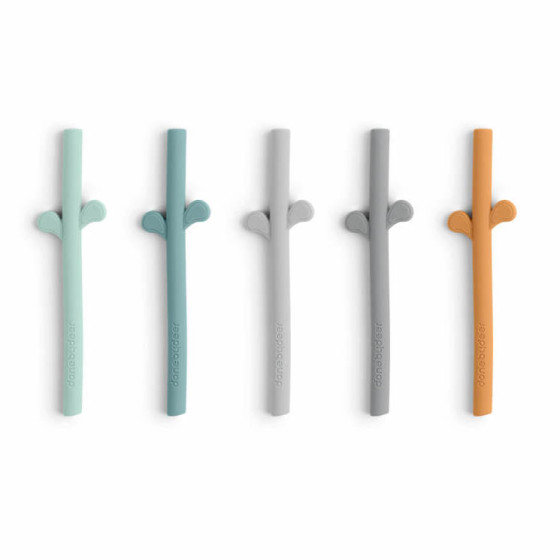 Pailles en silicone Peekaboo - 5-pack - Blue Mix