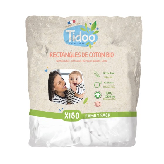 Rectangles de coton - Family Pads - 180 pcs - Tidoo Rectangles de coton - Family Pads - 180 pcs - Tidoo
