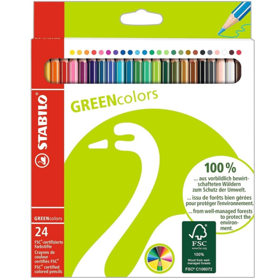 Crayons de couleur - 24 Stabilo GreenColors FSC Crayons de couleur - 24 Stabilo GreenColors FSC