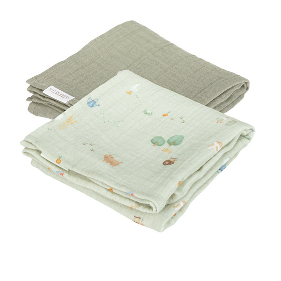 Langes Swaddles 70 x 70 mousseline Little Farm / Olive