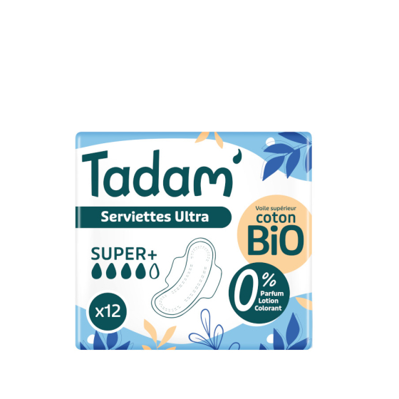 Tadam Serviettes hygiéniques dermo-sensitive - Super+ - 12 pcs