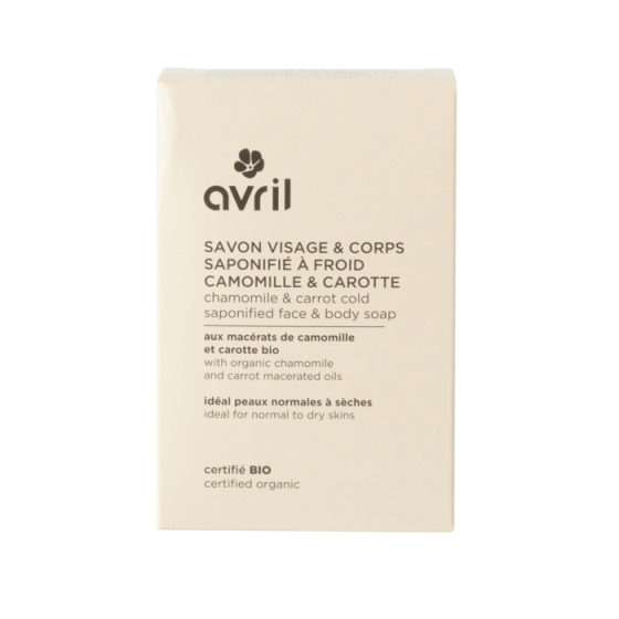 Savon à froid visage & corps camomille & carotte certifié bio 100 g - Avril