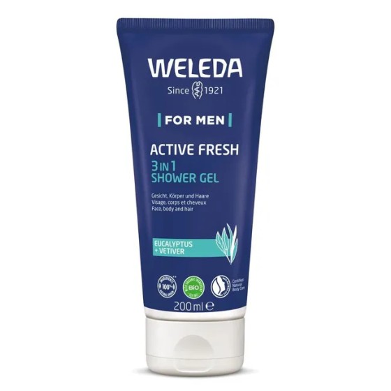 Gel douche 3 en 1 Active fresh pour Homme - 200 ml - WELEDA Gel douche 3 en 1 Active fresh pour Homme - 200 ml - WELEDA
