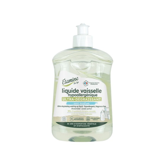 Liquide vaisselle hypoallergénique Ultra Dégraissant Sans parfum 500 ml - Etamine du Lys 