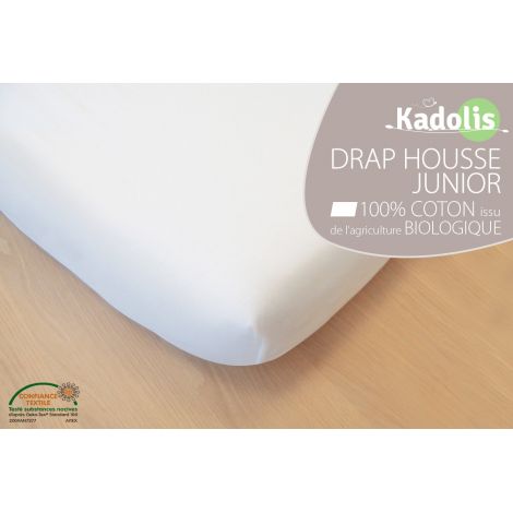 Drap Housse en Coton Bio Pour lit simple 90x200 cm Blanc - Kadolis