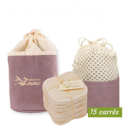 Kit Eco Belle trousse en tissu - 15 carrés démaquillants lavables