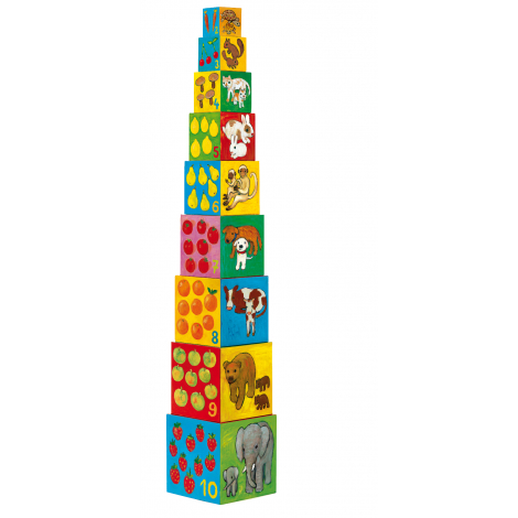 10 cubes à empiler 'Mes amis' - à partir de 1 an 10 cubes à empiler 'Mes amis' - à partir de 1 an