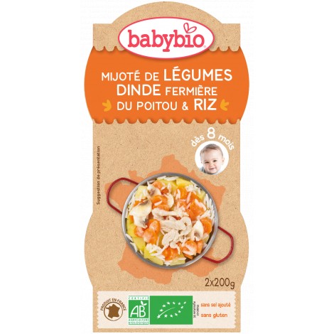 Mijoté de légumes dinde et riz (Dès 8 mois) 2 x 200 g *