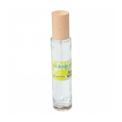 Flacon pompe pour crème en verre avec couvercle en bois de hêtre 