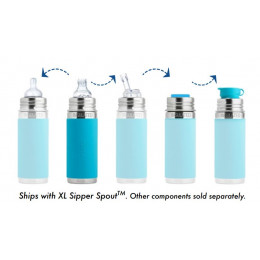 Biberon évolutif inox 325 ml bec de transition Turquoise