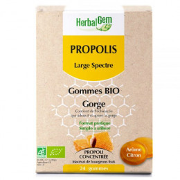 Propolis large spectre BIO en gommes - Gorge - 24 gommes