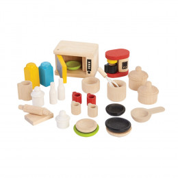Accessoires pour cuisine en bois maison de poupée - à partir de 3 ans