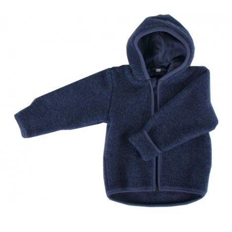 Gilet veste à capuche - Polaire de laine - Bleu foncé