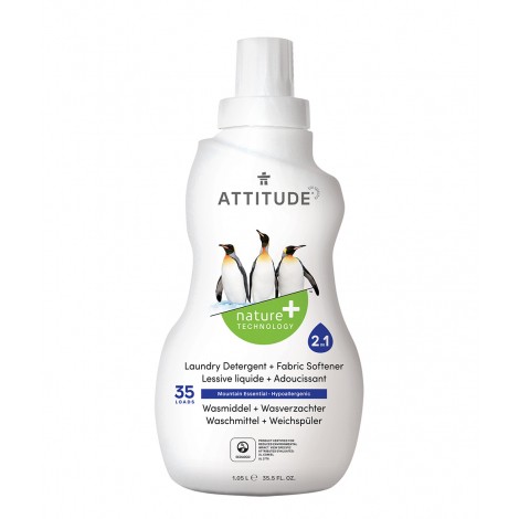 Lessive + adoucissant 2 en 1 - montagne essentielle - 1,05 l Lessive + adoucissant 2 en 1 - montagne essentielle - 1,05 l