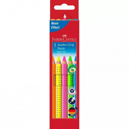 5 crayons surligneurs en bois grip neon Fluo 