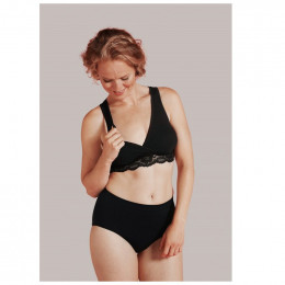 Soutien-gorge de grossesse et d'allaitement cache coeur en coton BIO - Noir