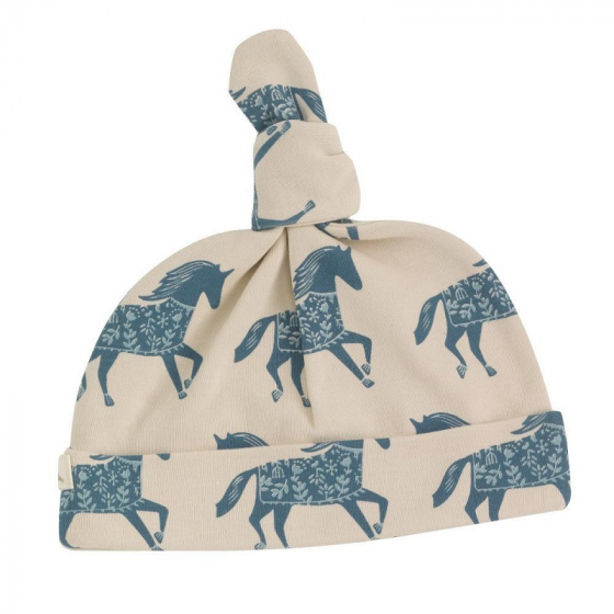 Bonnet en coton BIO - Chevaux bleu