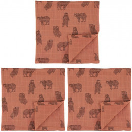 Langes en mousseline - 55x55cm - 3pcs - Brave Bear