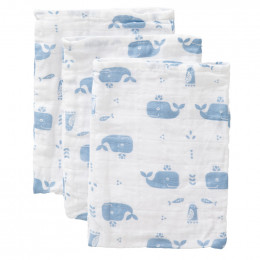 Set de 3 gants de toilette en tétra - Whale blue fog