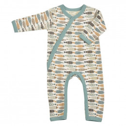 Pyjama kimono en coton BIO - Poissons Turquoise