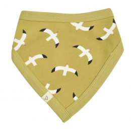 Bavoir bandana réversible - 0 à 12 mois - Mouettes Moutarde