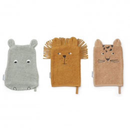 Set de 3 gants de toilette Sylvester - Safari mix