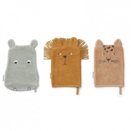 Set de 3 gants de toilette Sylvester - Safari mix