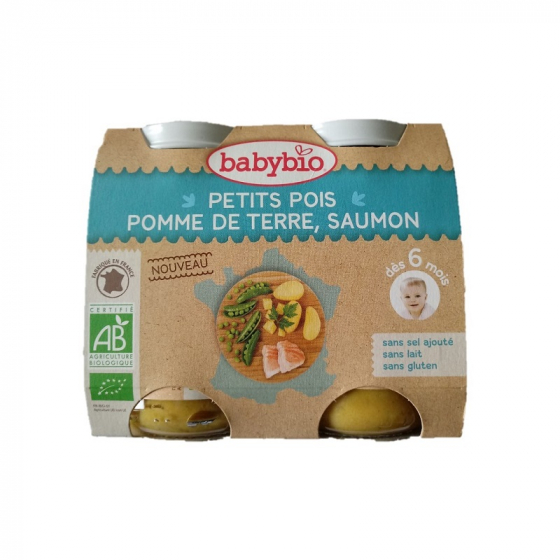 Petits pois, pomme de terre et saumon - dès 6 mois - 2 x 200 g