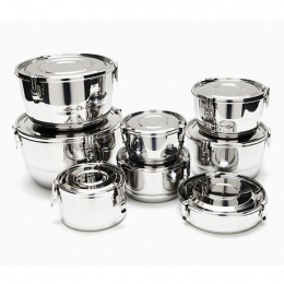 Bol hermétique en inox avec clips - 14 cm - 750 ml