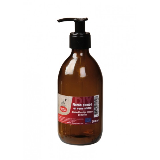 Flacon pompe en verre ambré - 300 ml Flacon pompe en verre ambré - 300 ml