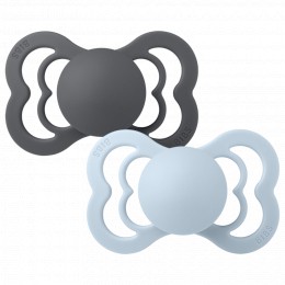 Set de 2 Tétines BIBS Supreme - Gris fer & Bleu Layette