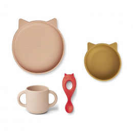 Set repas en silicone Vivi - Cat rose multi mix