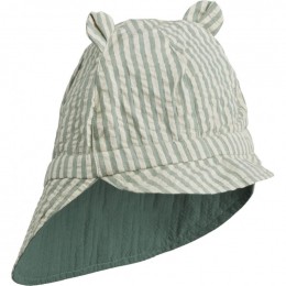 Chapeau de soleil réversible Gorm seersucker - Y & D stripe: Peppermint & Sandy