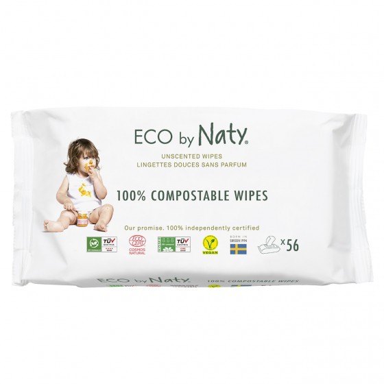 Lingettes douces pour bébé - Sans parfum 100% ECO - 56pcs Lingettes douces pour bébé - Sans parfum 100% ECO - 56pcs